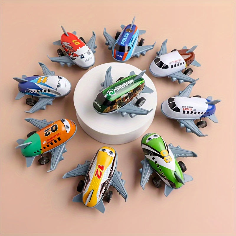 10pcs Mini Metal Airplane Set – Battery-Free Inertia-Powered Toy Planes