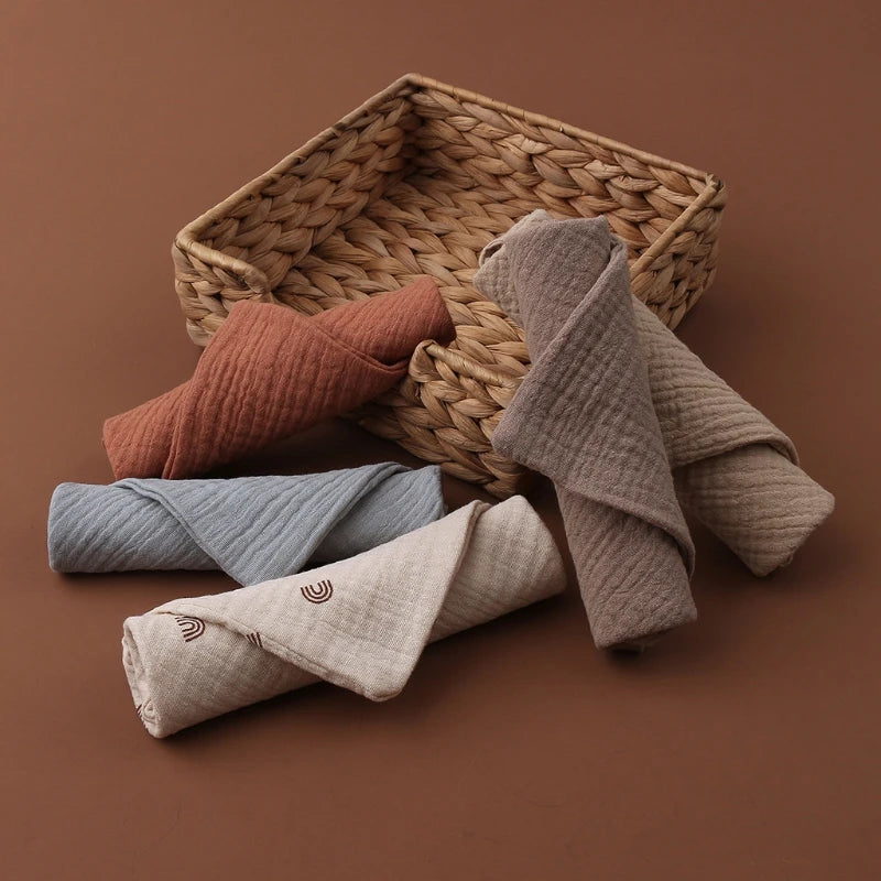 5PC Baby Towels | Muslin Squares - Soft Cotton Gauze for Newborn Care