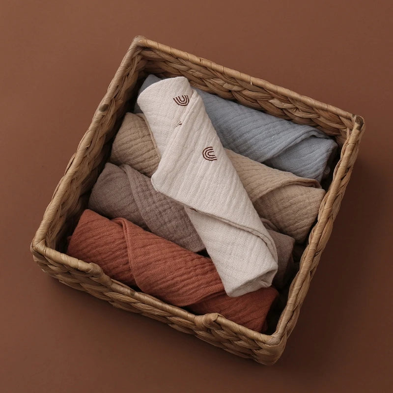 5PC Baby Towels | Muslin Squares - Soft Cotton Gauze for Newborn Care