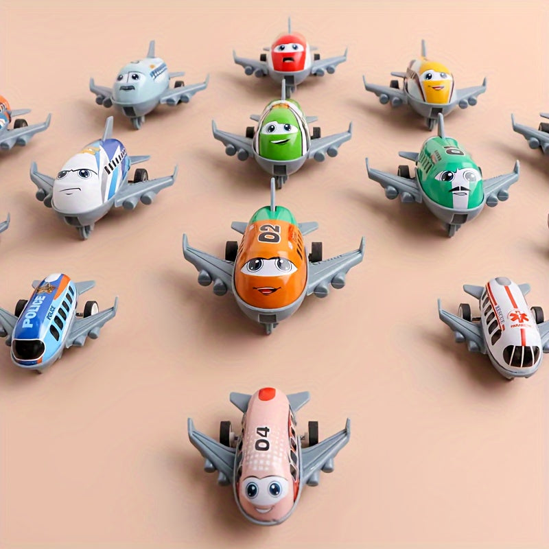 10pcs Mini Metal Airplane Set – Battery-Free Inertia-Powered Toy Planes